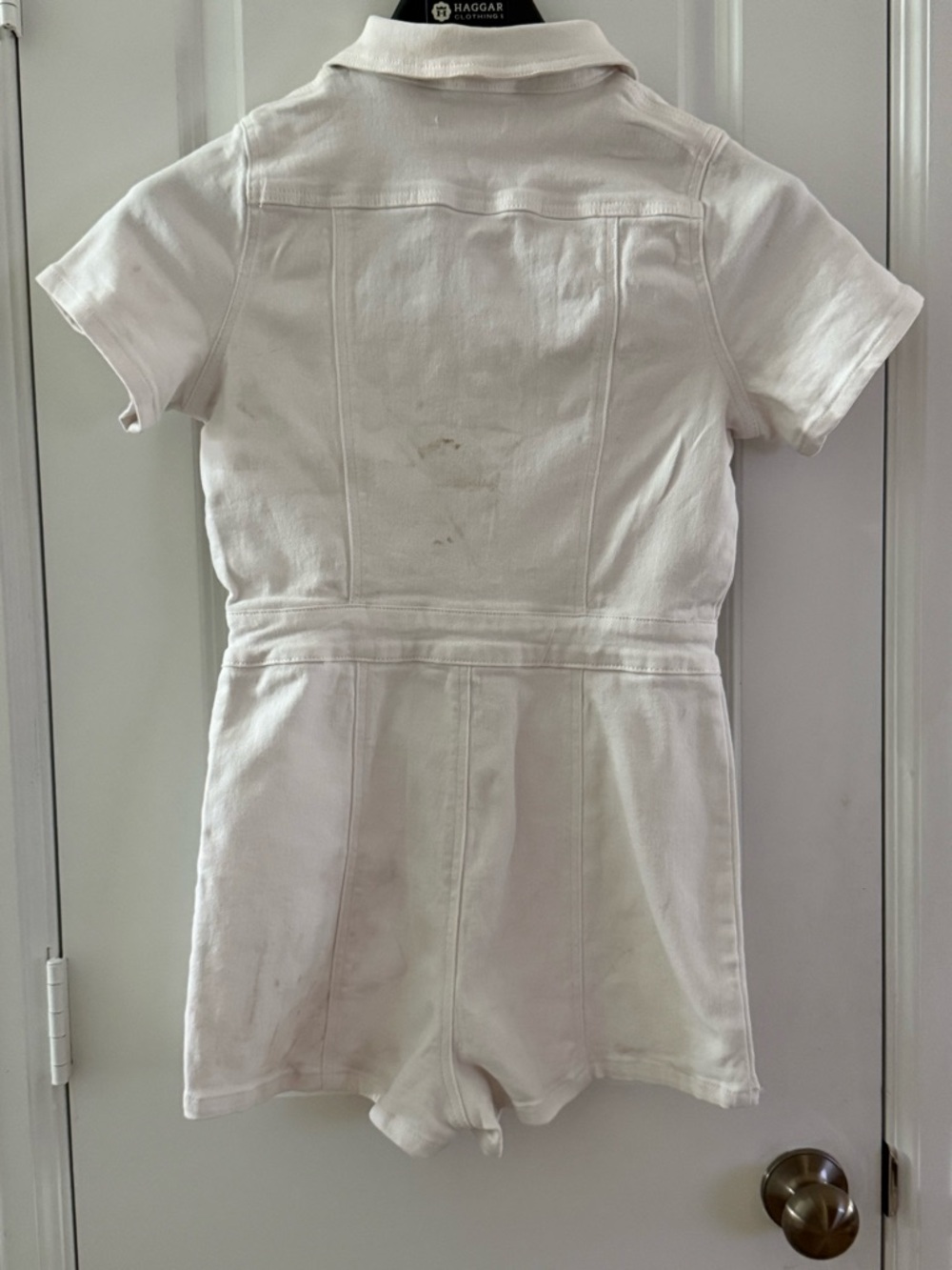 Windsor Denim White Short-Sleeve Romper W/Button-Up Front M - Picture 3 of 12